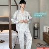 [Sale tại web 30%] Bộ đồ pijama nam lụa satin mềm quần dài tay dài mềm mặc thoải mái QM886