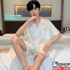 QM922 - Bộ đồ ngủ Pijama nam quần ngắn lụa satin mềm