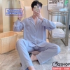 [Sale tại web 30%] Bộ đồ ngủ Pijama nam tay dài quần dài vải cotton mềm nhẹ thoải mái thoáng mát QM943