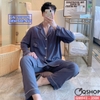 [Sale tại web 30%] Bộ đồ ngủ Pijama nam tay dài quần dài vải cotton mềm nhẹ thoải mái thoáng mát QM943