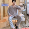 [Sale tại web 30%] Bộ đồ ngủ Pijama nam tay dài quần dài vải cotton mềm nhẹ thoải mái thoáng mát QM943