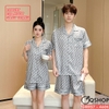 [Sale tại web 30%] Bộ đồ ngủ Pijama cặp đôi lụa xướt cao cấp quần ngắn tay ngắn sang trọng QM957