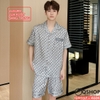 [Sale tại web 30%] Bộ đồ ngủ Pijama cặp đôi lụa xướt cao cấp quần ngắn tay ngắn sang trọng QM957