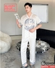 Bộ đồ ngủ Pijama nam lụa luxury mềm mịn sang trọng tay ngắn quần dài QM970