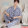 Bộ đồ ngủ Pijama nam thun cotton quần dài tay ngắn mặc nhà mặc ngủ thoải mái QM976