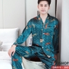 [Sale tại web 30%] Bộ ngủ pijama nam tay dài quần dài mặc nhà lụa satin mềm QM323