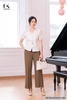 Áo Sơ Mi Nữ NK Fashion Hoa Nổi Thiết Kế Cổ V Tay Bồng Thanh Lịch Kèm Đai Rời NKSM2205001