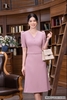Set Áo Váy Công Sở Nữ NK Fashion Cổ Chữ V Tay Bồng Phối 3 Cúc, Chân Váy Dáng Xòe Nhẹ, Chất Vải Hàn Cao Cấp NKBD2203019