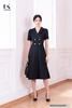 Đầm Thiết Kế Dáng Xòe Cổ Vest NK Fashion Tay Ngắn Phối Cúc Thanh Lịch, Chất Vải Nhập Hàn Dày Dặn Mềm Mát NKDV2205005
