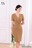 Đầm Thiết Kế Dáng Ôm Cổ V NK Fashion Xẻ Sau Thanh Lịch, Chất Vải Mềm Mát Chuẩn Phom NKDV2203008