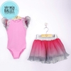 Set áo váy múa hồng pha ghi kimsa