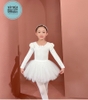 Set áo váy múa tiên nơ lưng sao dài tay (hồng, trắng)