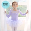 Set váy múa ren nơ dài tay (tím, hồng)