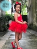 Váy múa lệch vai tay rời đỏ