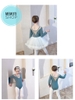 Set áo váy múa V lưng tutu dài tay (đen, ghi)