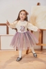 Váy pony cổ ren phối voan sao dài tay