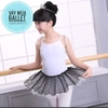 Váy múa 2 dây trắng đen chấm bi