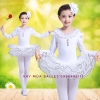 Váy múa ren cổ dài tay kèm hoa và quần tất