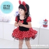 Váy múa Micky đỏ chấm bi kèm bờm