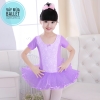 Váy múa phối ren tay ngắn hồng