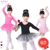Váy múa basic dài tay hồng đậm