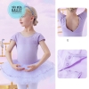 Váy múa lưng V chân bi tay ngắn (hồng, tím, xanh)