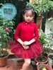 Váy múa đỏ đô nhũ cổ lọ tay lỡ