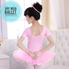 Váy múa phối ren tay ngắn hồng