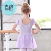 Váy tập múa tay búp voan chéo tím