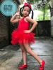 Váy múa lệch vai tay rời đỏ
