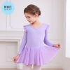 Váy tập múa tiên nơ lưng sao dài tay (tím, xanh, hồng)