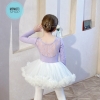 Set áo váy múa phối ren tutu dài tay (tím, hồng)