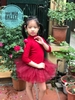 Váy múa đỏ đô nhũ cổ lọ tay lỡ