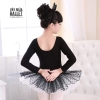 Váy múa basic dài tay màu hồng