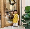 Bộ áo dài lụa đồng xu bé trai Beemo