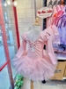 Váy múa tiên dài tay cotton đá hoa bồng