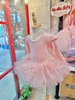 Váy múa tiên dài tay cotton đá hoa bồng