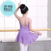 Váy tập múa 2 dây cotton phối voan màu hồng