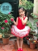 Váy múa ba lỗ 3 hoa cổ đỏ