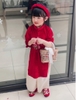 Bộ áo dài nhung thêu kèm vòng