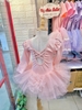 Váy múa tiên dài tay cotton đá hoa bồng