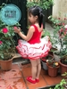Váy múa ba lỗ 3 hoa cổ đỏ