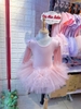 Váy múa tiên dài tay cotton đá hoa bồng