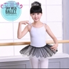 Váy múa 2 dây trắng đen chấm bi