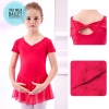 Váy tập múa nơ lưng chân váy voan tay ngắn xanh