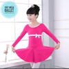 Váy tập múa cotton nơ dài tay 2 màu