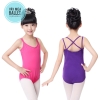 Áo tập múa 2 dây chéo (tím, xanh, hồng, đen)