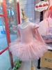 Váy múa tiên dài tay cotton đá hoa bồng