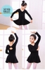 Váy tập cotton nơ lưng dài tay đen