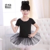 Váy múa basic ngắn tay màu hồng